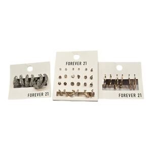 Forever 21 Lot of Pierced Earrings Crystals, Silver, and Gold Tone